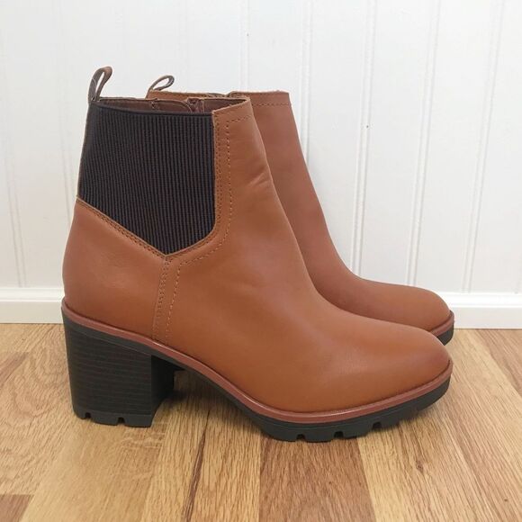NATURALIZER Verney Brown Leather Chelsea Boot Lug Sole Weatherproof Size 9.5 New - Picture 2 of 15